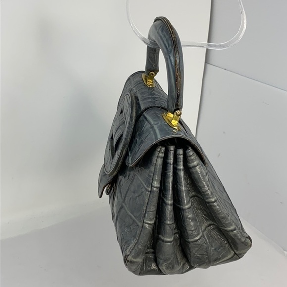 Parkland Vintage Gray Croc Embossed Leather Bag - Picture 5 of 14